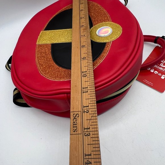 Disney Incredible 2 Backpack Purse Red Logo 11 X 8.5 Handle Adjustable Strap Pix